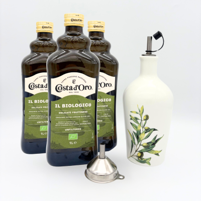 3L Bio-Olivenöl Extra Vergine + Keramik-Ausgießerflasche