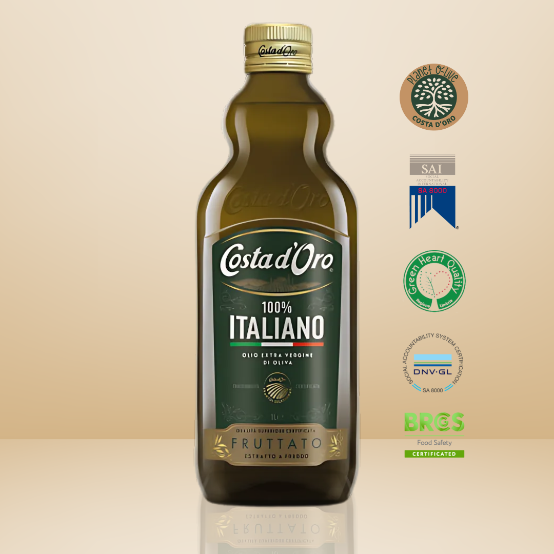 Costa d'Oro 100% Italienisches Extra Natives Olivenöl – 1000ml