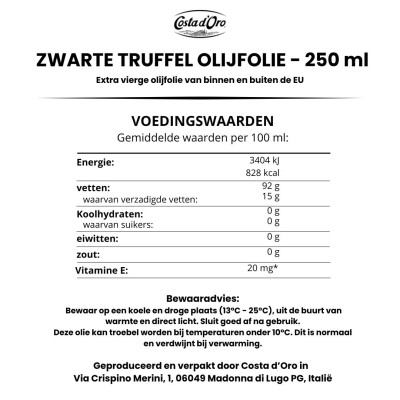 Schwarzes Trüffel-Olivenöl – 250ml luxuriös & aromatisch